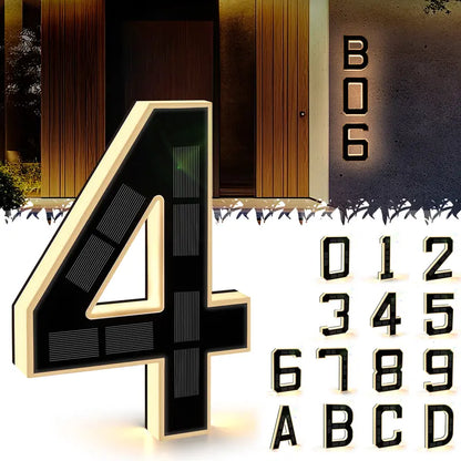 🏠Solar Illuminated House Number Sign | Auto-Sensing Light | Modern Farmhouse Style（副本）