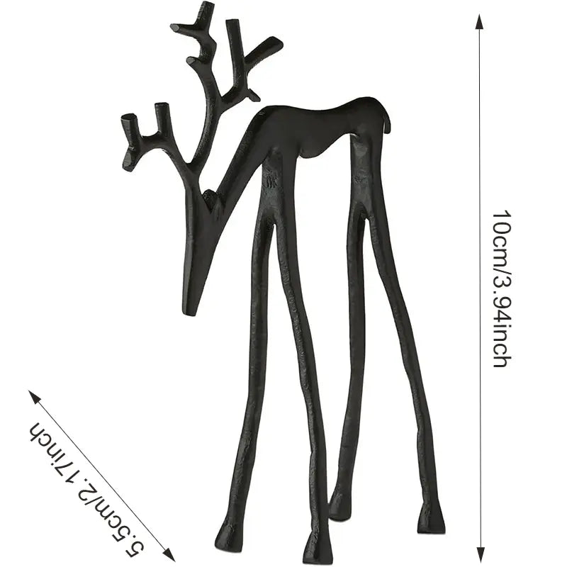 Elegant Reindeer Statues - Alloy Christmas Decor in Black & Gold (Single & Sets)（副本）