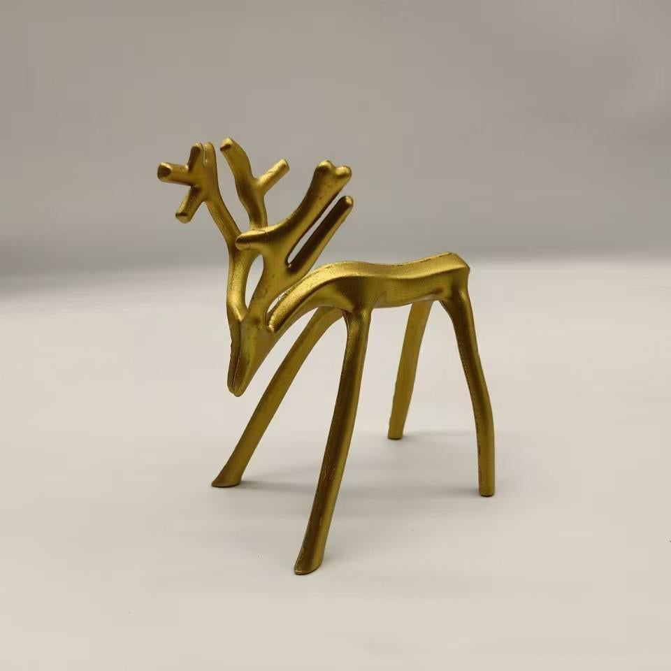 Elegant Reindeer Statues - Alloy Christmas Decor in Black & Gold (Single & Sets)（副本）
