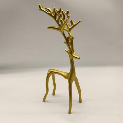 Elegant Reindeer Statues - Alloy Christmas Decor in Black & Gold (Single & Sets)（副本）