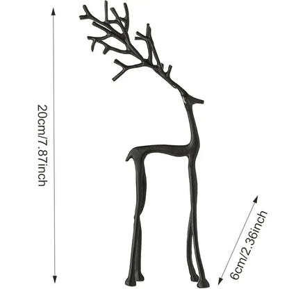 Elegant Reindeer Statues - Alloy Christmas Decor in Black & Gold (Single & Sets)（副本）