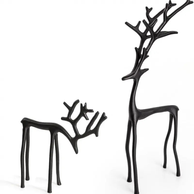 Elegant Reindeer Statues - Alloy Christmas Decor in Black & Gold (Single & Sets)（副本）