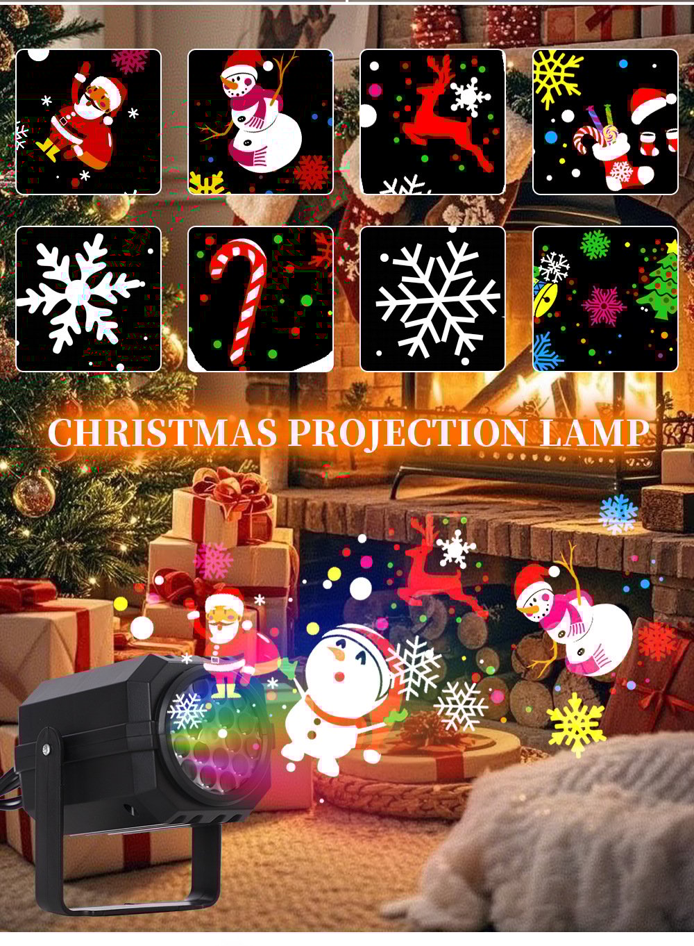 🔥LAST DAY SALE-80% OFF🔥-⭐ LED Christmas Projection Lamp – 16 Patterns of Pure Holiday Magic! 🎄✨（副本）