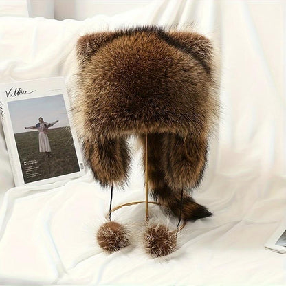 🎁 Black Friday 60% OFF! Raccoon Tail Mood Hat – Detachable Fluffy Earmuffs, Cozy Winter Accessory