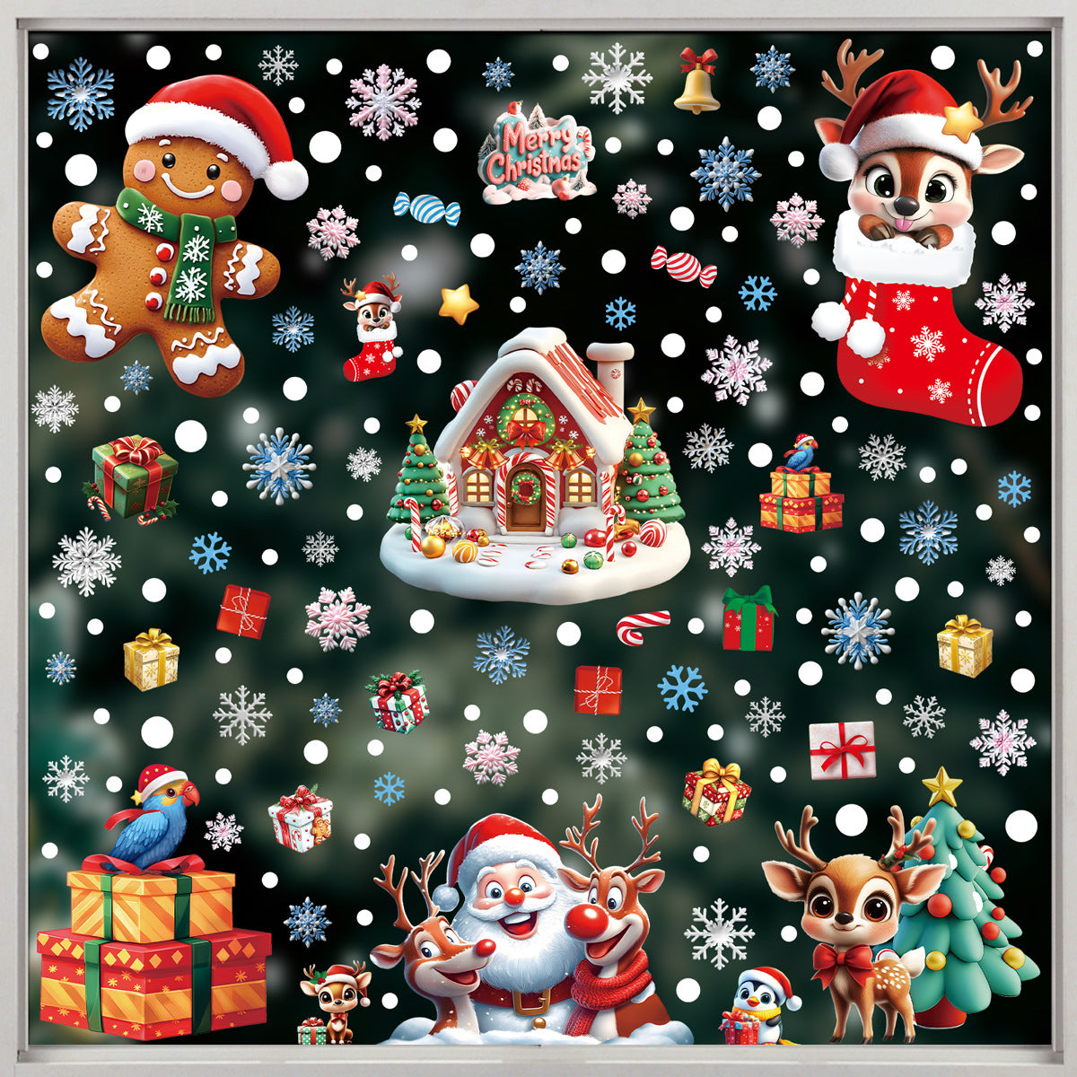 🎄 Christmas Static Cling Decals 50% OFF | Snow House, Snowman & Santa Window Stickers for Home & Shop Display（副本）