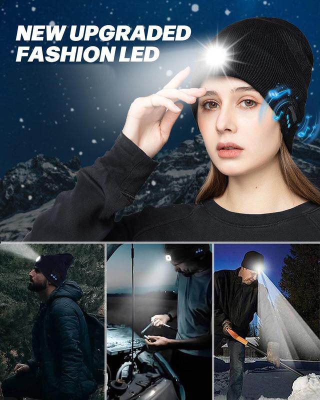 🎄 Christmas Knit Hat with 6-LED Headlamp | 50% OFF Festival Lights & Winter Hat Set（副本）