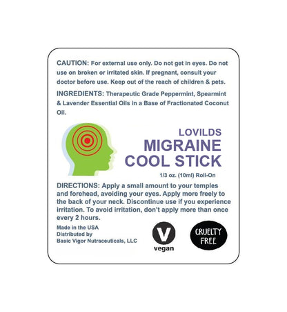 LOVILDS Migraine Cool Stick | Portable Peppermint Oil for Targeted Comfort
