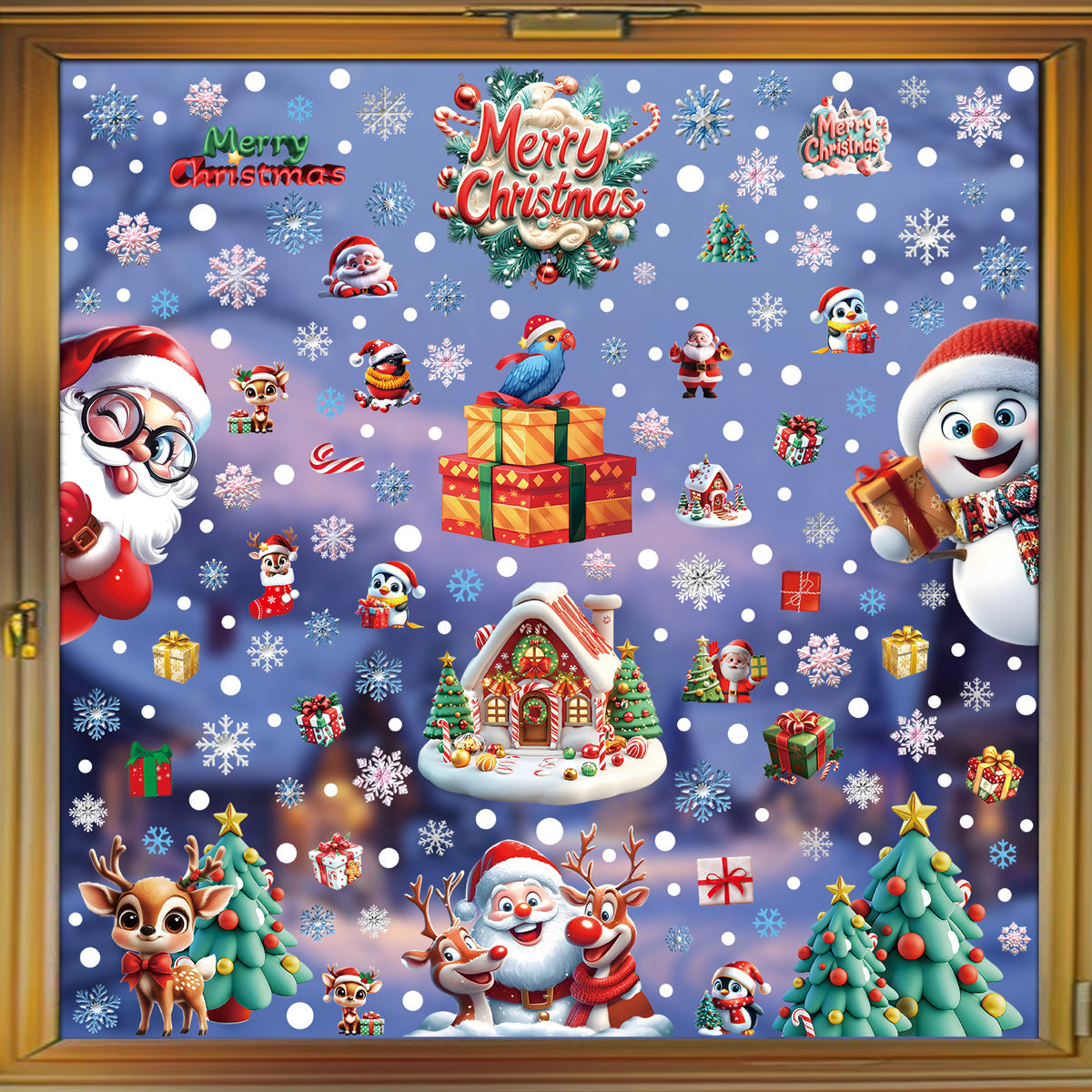 🎄 Christmas Static Cling Decals 50% OFF | Snow House, Snowman & Santa Window Stickers for Home & Shop Display（副本）