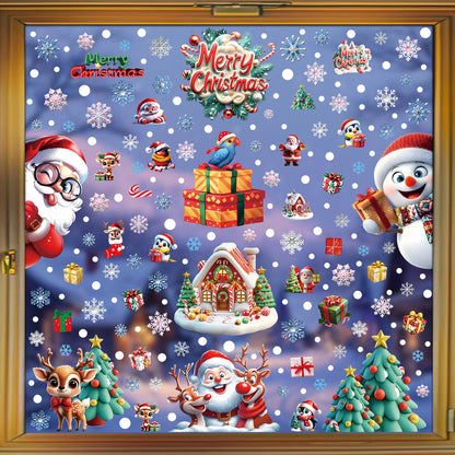🎄 Christmas Static Cling Decals 50% OFF | Snow House, Snowman & Santa Window Stickers for Home & Shop Display（副本）