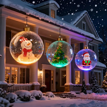 60cm Inflatable Christmas Decorative Ball Set (with LED light and red background)（副本）