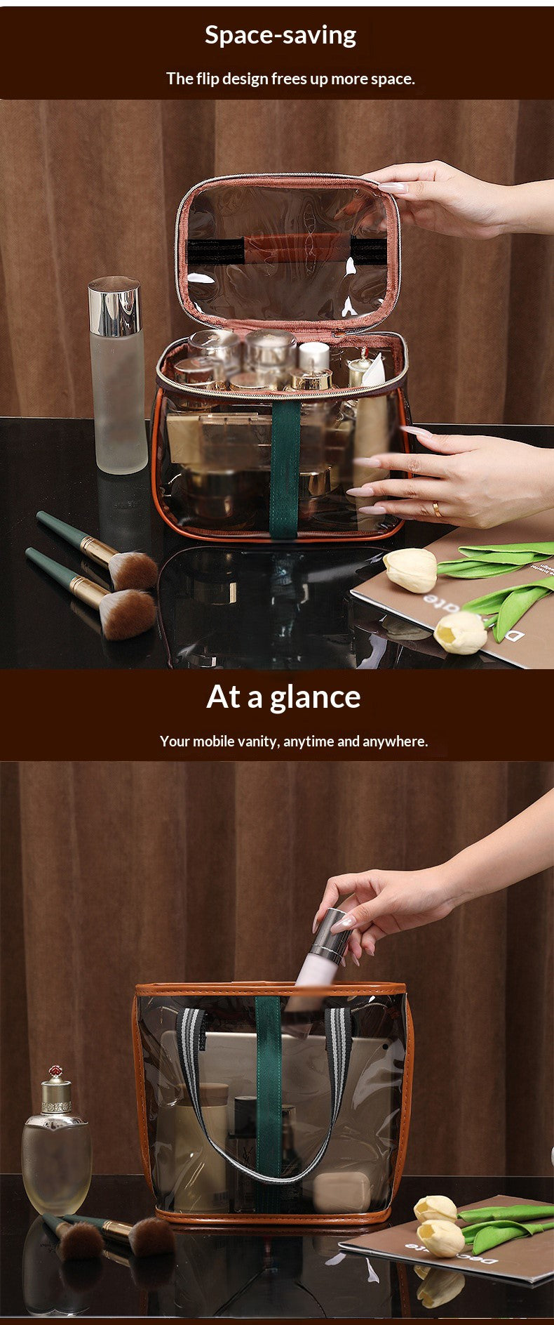 🛍️Vintage Clear Makeup Bag | Large Waterproof Cosmetic Case | Black Friday 60% OFF! 💄✨