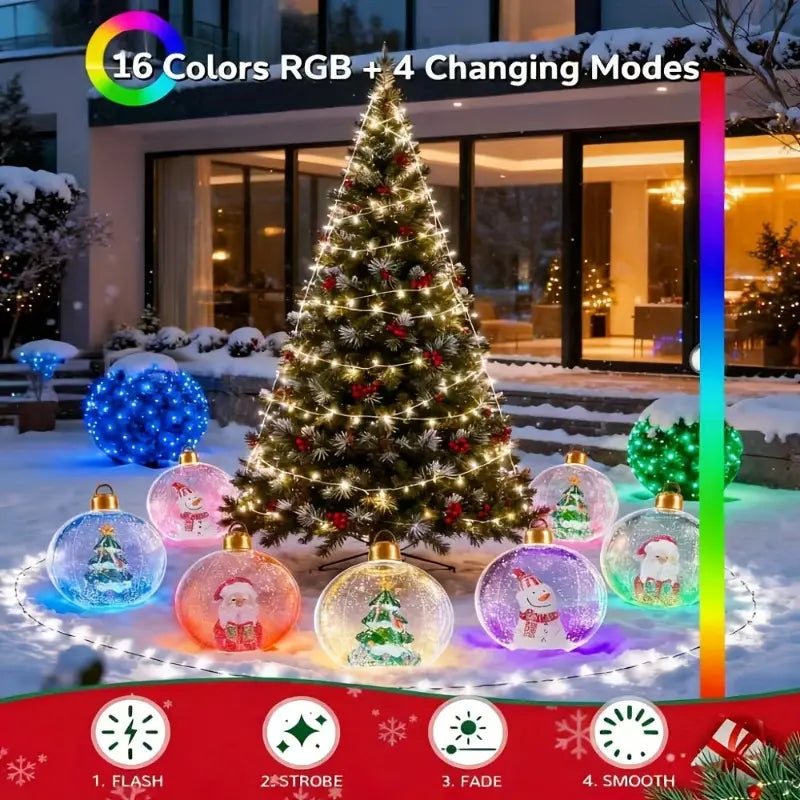 60cm Inflatable Christmas Decorative Ball Set (with LED light and red background)（副本）