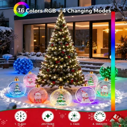 60cm Inflatable Christmas Decorative Ball Set (with LED light and red background)（副本）