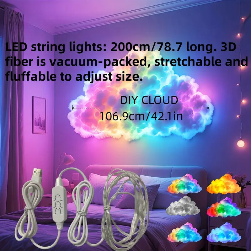 ✨ Thunder Cloud Night Light | Music Sync & DIY LED Effects（副本）