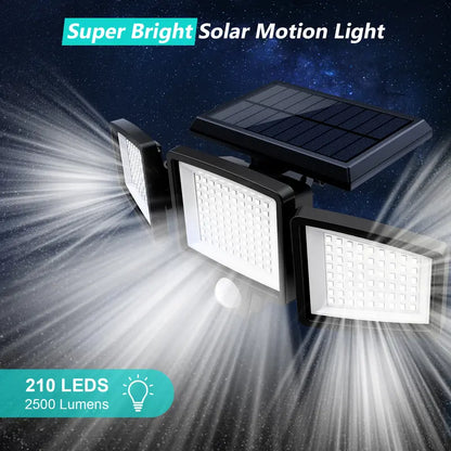 🦃 Black Friday Solar Deal! 2500LM 3-Head Security Lights | IP65 Waterproof & 3 Lighting Modes