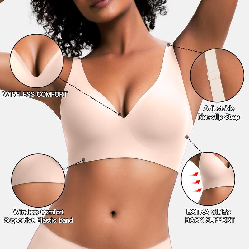 🔥 80% OFF! Wireless Comfort Bras for Women - Seamless Push Up Bralette & Deep V Neck Everyday Bra（副本）