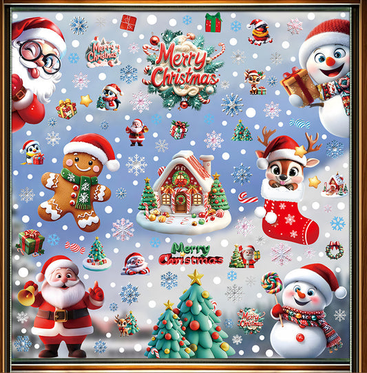 🎄 Christmas Static Cling Decals 50% OFF | Snow House, Snowman & Santa Window Stickers for Home & Shop Display