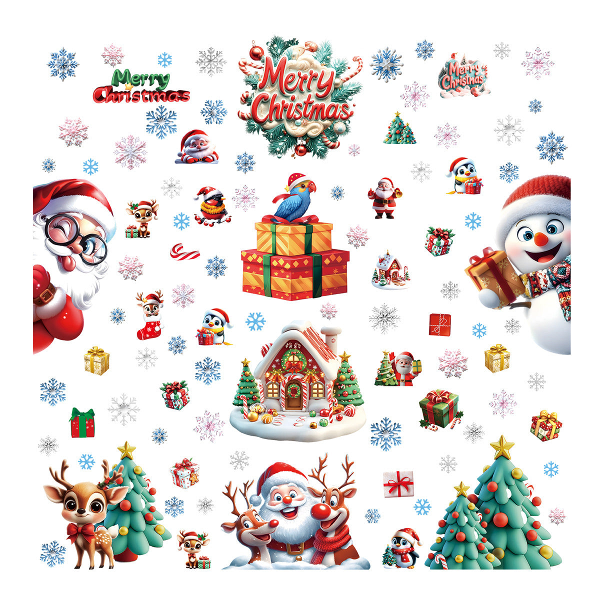 🎄 Christmas Static Cling Decals 50% OFF | Snow House, Snowman & Santa Window Stickers for Home & Shop Display（副本）