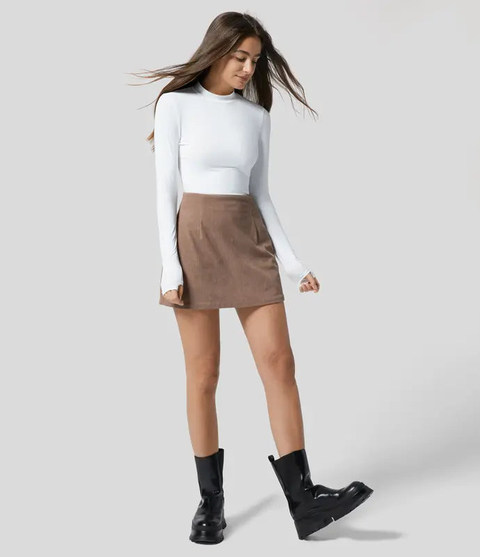 🎀 High-Waisted Corduroy A-Line Skirt | Hidden Zipper & Versatile Style | Black Friday & Cyber Monday Sale