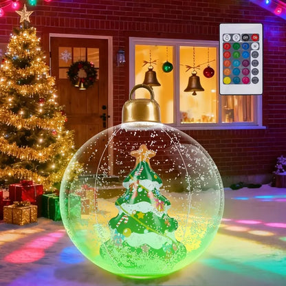 60cm Inflatable Christmas Decorative Ball Set (with LED light and red background)（副本）