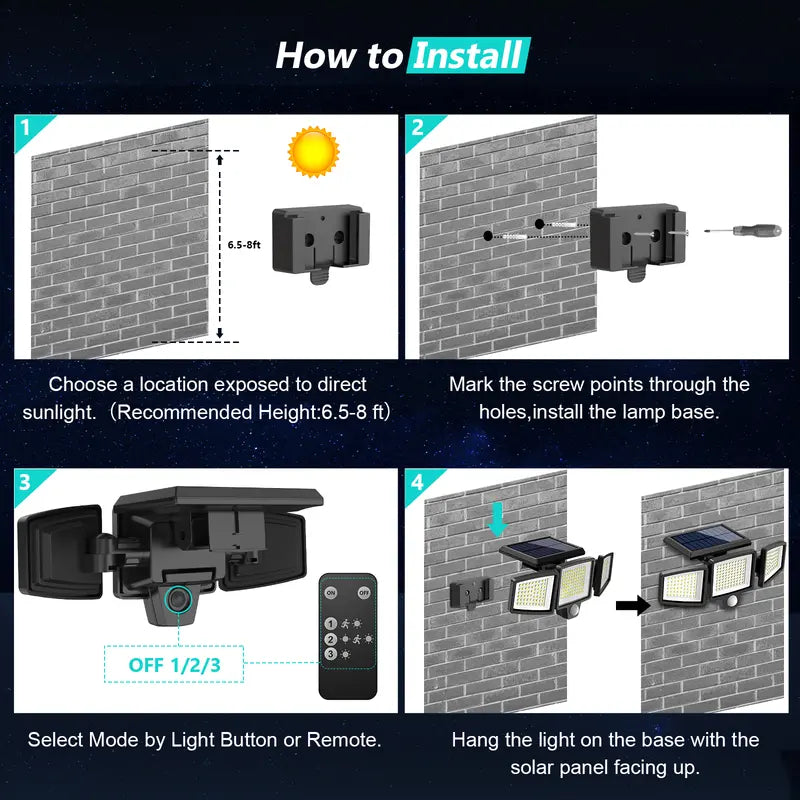 🦃 Black Friday Solar Deal! 2500LM 3-Head Security Lights | IP65 Waterproof & 3 Lighting Modes