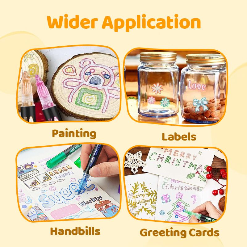 🎅Christmas Sale 80% OFF ! ⚡50K+ SOLD🎁 Double Outline Glitter Coloring Pen Set