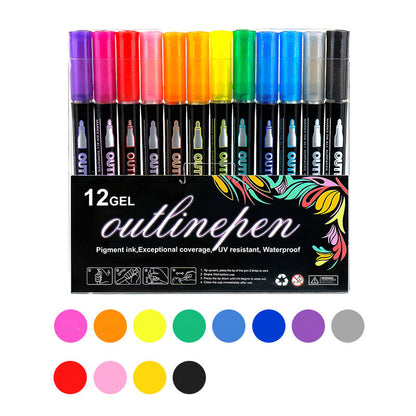 🎅Christmas Sale 80% OFF ! ⚡50K+ SOLD🎁 Double Outline Glitter Coloring Pen Set