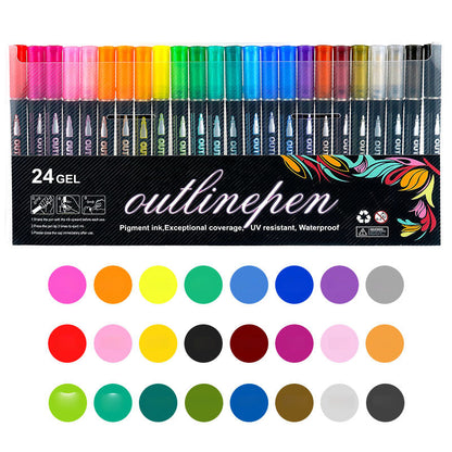 🎅Christmas Sale 80% OFF ! ⚡50K+ SOLD🎁 Double Outline Glitter Coloring Pen Set