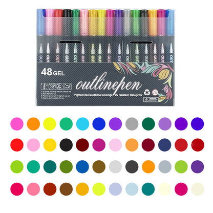 🎅Christmas Sale 80% OFF ! ⚡50K+ SOLD🎁 Double Outline Glitter Coloring Pen Set